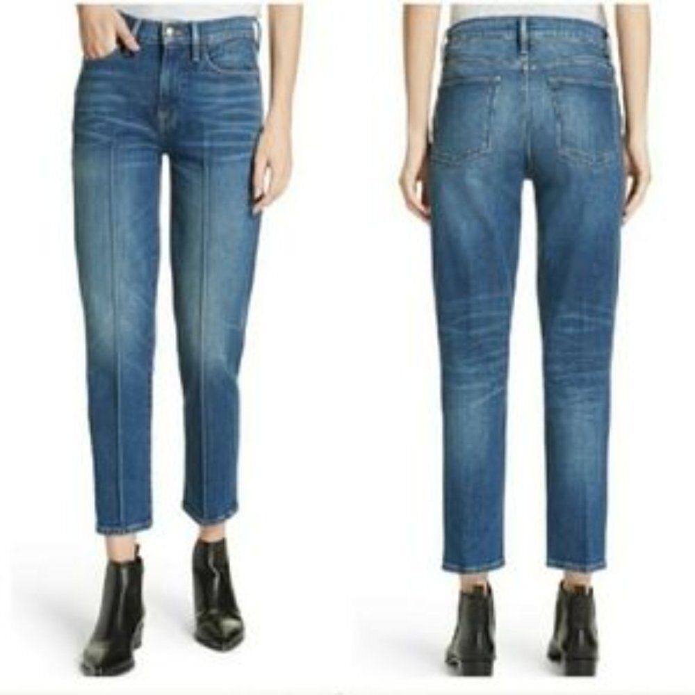 FRAME Le High Pintucked Straight Leg Jeans in Boylston